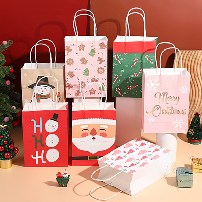 クリスマス キッズ ギフト バッグ リサイクル紙 サンタ 雪だるま クリスマス パーティー 記念品 卸売 ホリデー グッディー バッグ ギフト用