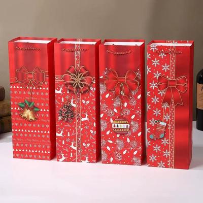 オーダーメイド 紙袋 独自のロゴで印刷 ワイン包装のためのクリスマス紙プレゼント袋