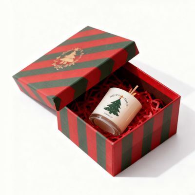 工場 卸売 オーダーメイド カラーフル カードボード クリスマス 紙箱 蓋とベース スタンプ付き ろうそく箱