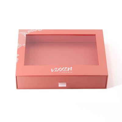 その他 箱型 カスタム 紙 引き出し カード プレゼント 包装 箱 透明な PVC 窓
