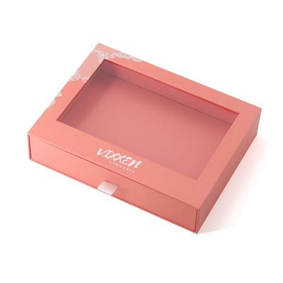 その他 箱型 カスタム 紙 引き出し カード プレゼント 包装 箱 透明な PVC 窓