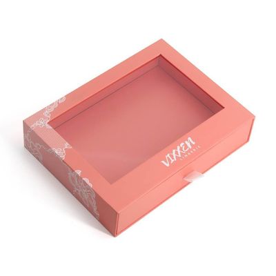 その他 箱型 カスタム 紙 引き出し カード プレゼント 包装 箱 透明な PVC 窓
