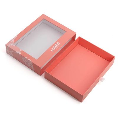 その他 箱型 カスタム 紙 引き出し カード プレゼント 包装 箱 透明な PVC 窓