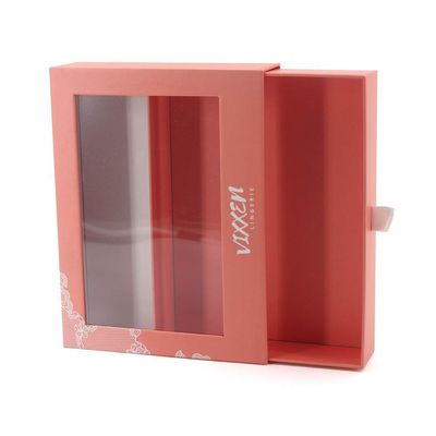 その他 箱型 カスタム 紙 引き出し カード プレゼント 包装 箱 透明な PVC 窓