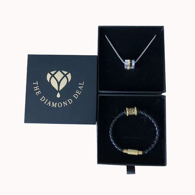 オーダーメイド ロゴ プリント 黒紙 宝石 プレゼント ボックス ブレスレット イヤリング ネックレス