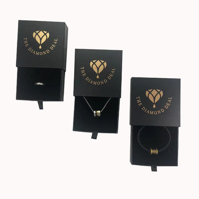 オーダーメイド ロゴ プリント 黒紙 宝石 プレゼント ボックス ブレスレット イヤリング ネックレス