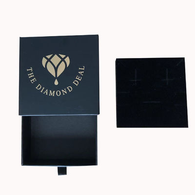 オーダーメイド ロゴ プリント 黒紙 宝石 プレゼント ボックス ブレスレット イヤリング ネックレス