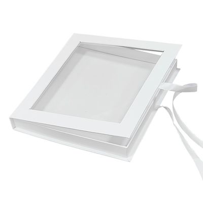スクエアブック形 PVC 透明 トップウィンドウ 磁気紙箱 リボン付き