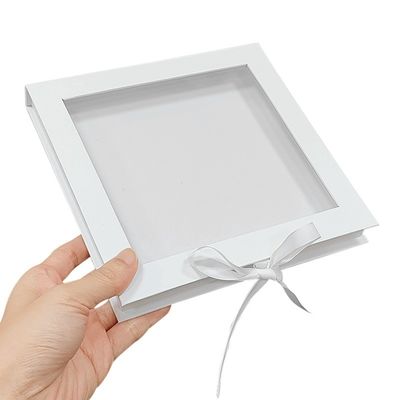 スクエアブック形 PVC 透明 トップウィンドウ 磁気紙箱 リボン付き