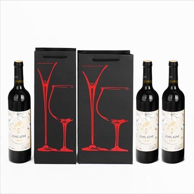 塗装されたホットスタンピング クラフト紙 ワイン袋 ハンドル付き 飲み物パッケージングソリューション
