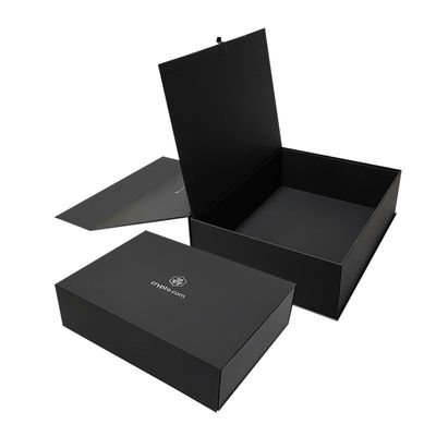 カスタマイズされたロゴデザイン 黒 頑丈 平板 紙箱 磁気折りたたみ 箱 プレゼント 化粧品 プレゼント 梱包