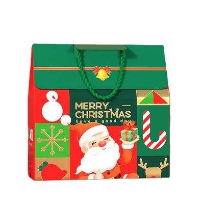 カスタム高級クリスマスギフトボックス包装、ハンドル付き、157gアート紙、1000g段ボール
