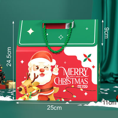 カスタム高級クリスマスギフトボックス包装、ハンドル付き、157gアート紙、1000g段ボール