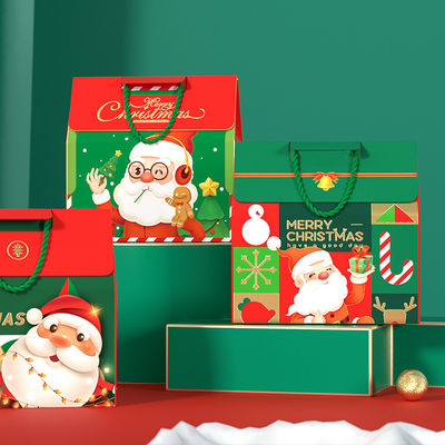 カスタム高級クリスマスギフトボックス包装、ハンドル付き、157gアート紙、1000g段ボール