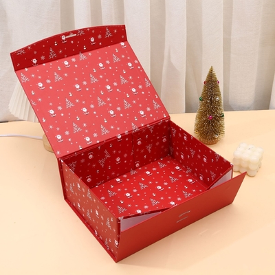 靴下用中小企業向けユニークリボン、カスタム高級ボール紙クリスマスギフトボックス、マグネット開閉、UVラミネート加工