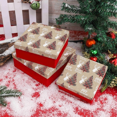 リボン付きクリスマスギフトボックスセット カスタムプリントポリエステルホリデーギフトボックス クリスマス用卸売お祝い用パッケージ