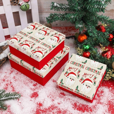 リボン付きクリスマスギフトボックスセット カスタムプリントポリエステルホリデーギフトボックス クリスマス用卸売お祝い用パッケージ