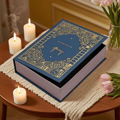 ブランドキャンドルプレミアムウェディングホリデーギフトソリューション用カスタムプリント高級ブック型ギフトボックスパッケージ