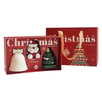 カスタムロゴ 豪華 レッドペーパー クリスマスボックス ギフト用ハンドル付き 食品 宝石 薬局 ブランドデザイン