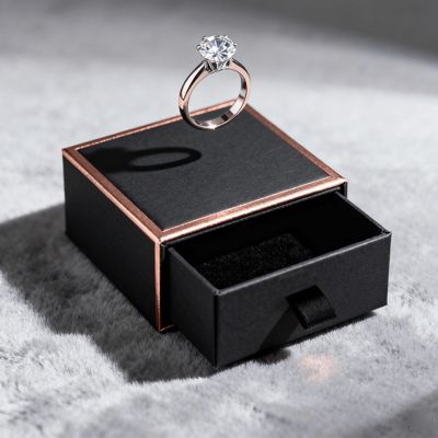 ヴィンテージ 豪華 オーダーメイド ロゴ リング ボックス スポンジ ヴェルベット コーナー付き アイボリーボード スタンプ 漆器 UVコーティング 印刷 処理