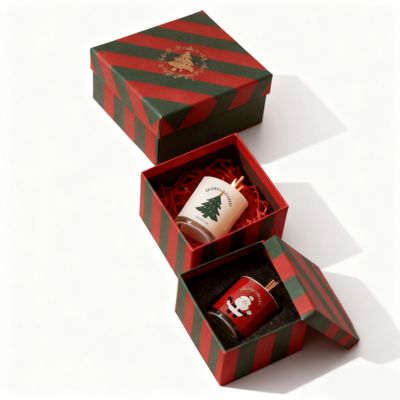 工場 卸売 オーダーメイド カラーフル カードボード クリスマス 紙箱 蓋とベース スタンプ付き ろうそく箱