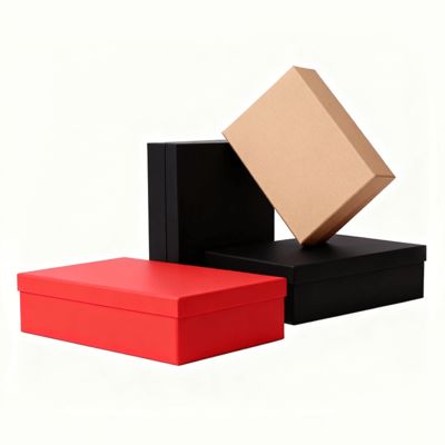 カスタム高級オレンジ色の蓋ベースフラットパックギフトボックスセット、紙袋付き、マットラミネート加工、エンボス加工、金箔印刷