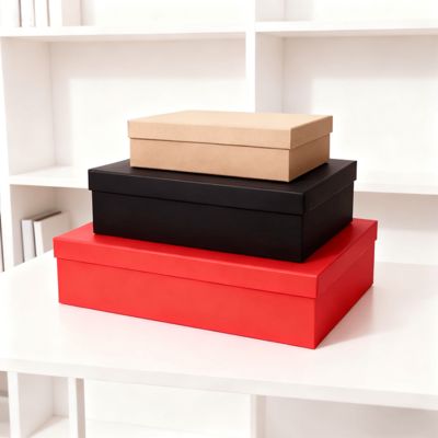 カスタム高級オレンジ色の蓋ベースフラットパックギフトボックスセット、紙袋付き、マットラミネート加工、エンボス加工、金箔印刷