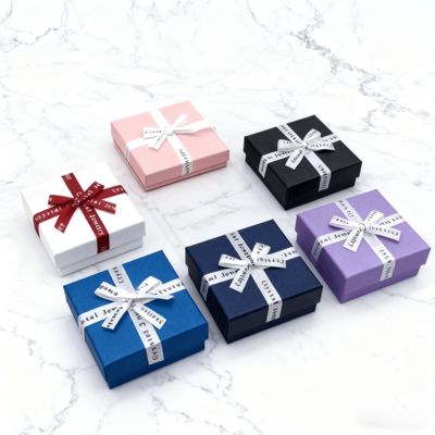 カスタムジュエリー包装英語リボンヘブンアーススクエアボックスエレガントカートンカバーイヤリングリングボックス用