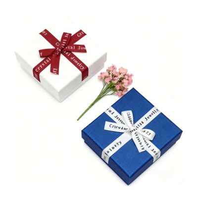カスタムジュエリー包装英語リボンヘブンアーススクエアボックスエレガントカートンカバーイヤリングリングボックス用