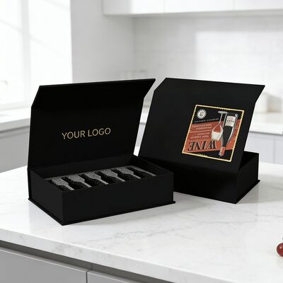 Custom Elegant Paper Boxes Magnetic Lid Gift Box With Handle for Wine Bottle Perfume Set VIP Card