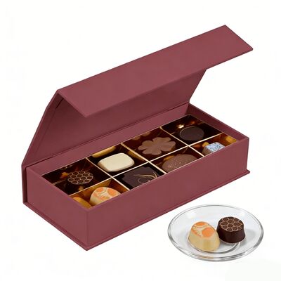 高級感のある環境に優しいUVコーティングされた硬質段ボール磁気クロージャーギフトボックス（チョコレートブランド包装用ロゴ付き）