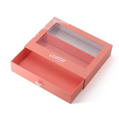 その他 箱型 カスタム 紙 引き出し カード プレゼント 包装 箱 透明な PVC 窓
